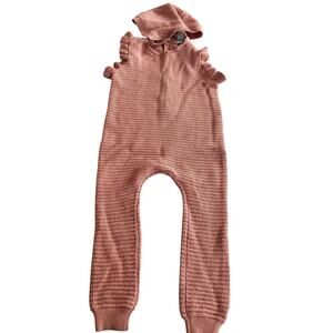 Pompomme Mini P Girls Crochet Ruffle Romper with Hat size 24 months NWT